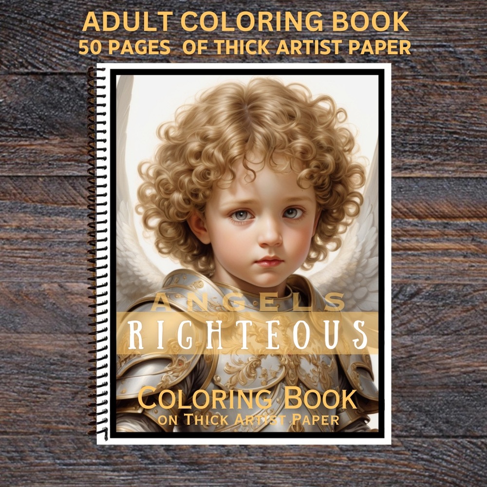 Angels Righteous - Spiral Bound Adult Coloring Book - Thick Artist Pa…